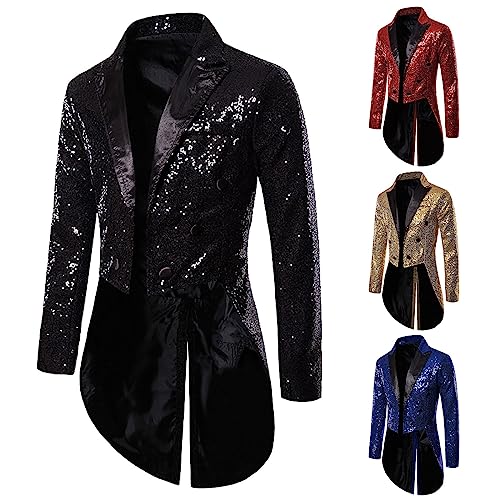 Steampunk Jacke Herren-Frack Mantel Herren Vintage,Mittelalter Gehrock Blazer Gothic Mäntel Glitzer Festlich Anzug Pailletten Viktorianischen Punk Smoking Jacke Männer Karneval Halloween Kostüm von Generisch