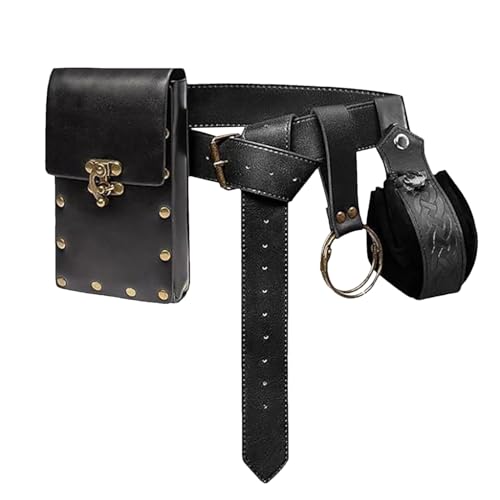 Steampunk Taillenbeutel - echter -Oberschenkelbag mit dekorativen Ketten, Punkstil - -Beinbörse für Frauen | Gothic Boho Fashion Accessoire für Konzerte, Cosplay und alltäglicher Gebrau von Generisch