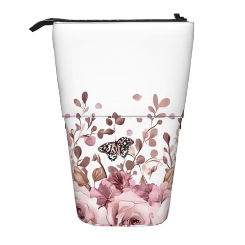 Stehendes Federmäppchen, Motiv: Rose, Schmetterling, Giraffe, Blume, Stifthalter, Teleskop-Bleistifttasche, Pop-Up-Kosmetiktasche, Schreibwaren-Organizer für Schule, Büro, Reisen von Generisch