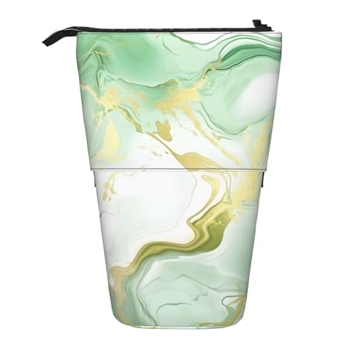 Stehendes Federmäppchen aus Marmor, türkis, geometrisches Stifteetui, Teleskop-Federtasche, Pop-Up-Kosmetiktasche, Schreibwaren-Organizer für Schule, Büro, Reisen von Generisch