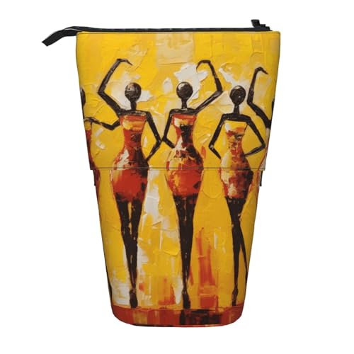 Stehendes Federmäppchen für afrikanische Frauen, traditionelles Stifteetui, Teleskop-Federtasche, Pop-Up-Kosmetiktasche, Schreibwaren-Organizer für Schule, Büro, Reisen von Generisch