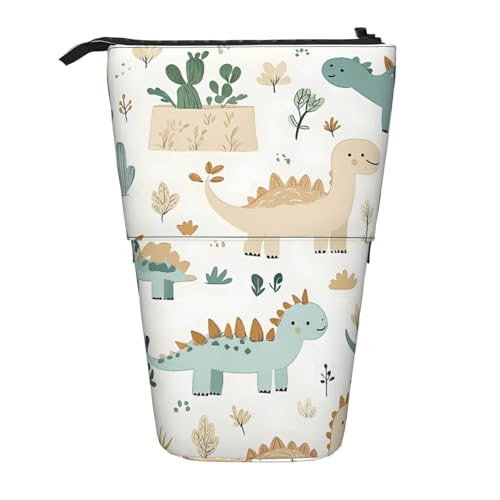 Stehendes Federmäppchen mit Dinosaurier-Tiermotiv, Waldkaktus, Stifteetui, Teleskop-Bleistifttasche, Pop-Up-Kosmetiktasche, Schreibwaren-Organizer für Schule, Büro, Reisen von Generisch