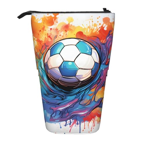 Stehendes Federmäppchen mit Fußball-Design, Teleskop-Federtasche, Pop-Up-Kosmetiktasche, Schreibwaren-Organizer für Schule, Büro, Reisen von Generisch