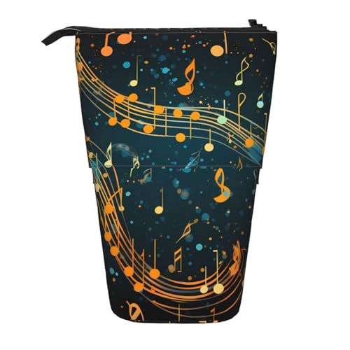 Stehendes Federmäppchen mit Galaxie-Musiknoten, bunt, Teleskop-Federtasche, Pop-Up-Kosmetiktasche, Schreibwaren-Organizer für Schule, Büro, Reisen von Generisch