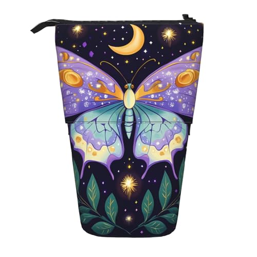Stehendes Federmäppchen mit Galaxie-Schmetterling, Mond-Stern-Stifthalter, Teleskop-Federtasche, Pop-Up-Kosmetiktasche, Schreibwaren-Organizer für Schule, Büro, Reisen von Generisch