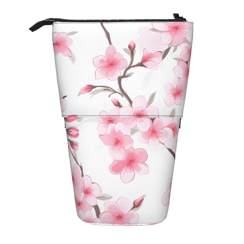 Stehendes Federmäppchen mit Kirschmotiv, Pflaumenblüte, Federtasche, Teleskop-Bleistifttasche, Pop-Up-Kosmetiktasche, Schreibwaren-Organizer für Schule, Büro, Reisen von Generisch