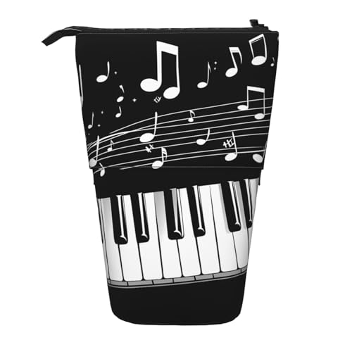 Stehendes Federmäppchen mit Klaviertastatur, Musiknoten, Stiftehalter, Teleskop-Federtasche, Pop-Up-Kosmetiktasche, Schreibwaren-Organizer für Schule, Büro, Reisen von Generisch