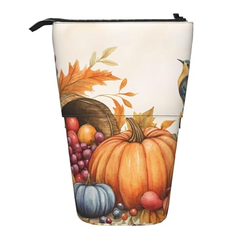 Stehendes Federmäppchen mit Kürbis-Ahornblättern, Aquarellfarben, Obst, Stifteetui, Teleskop-Bleistifttasche, Pop-Up-Kosmetiktasche, Schreibwaren-Organizer für Schule, Büro, Reisen von Generisch
