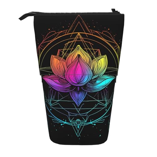Stehendes Federmäppchen mit Lotusblüte, geometrische Stifttasche, Teleskop-Bleistifttasche, Pop-Up-Kosmetiktasche, Schreibwaren-Organizer für Schule, Büro, Reisen von Generisch