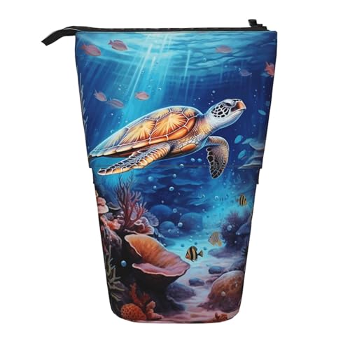 Stehendes Federmäppchen mit Meeresschildkröte, Ozean, Stifteetui, Teleskop-Bleistifttasche, Pop-Up-Kosmetiktasche, Schreibwaren-Organizer für Schule, Büro, Reisen von Generisch