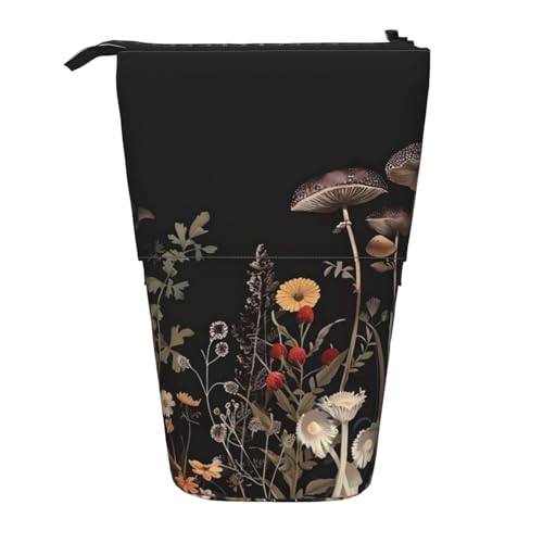Stehendes Federmäppchen mit Pilzwald, Pflanzenstifttasche, Teleskop-Bleistifttasche, Pop-Up-Kosmetiktasche, Schreibwaren-Organizer für Schule, Büro, Reisen von Generisch