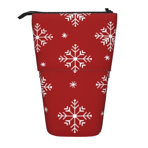 Stehendes Federmäppchen mit Schneeflocken-Motiv, Weihnachts-Stifttasche, Teleskop-Federtasche, Pop-Up-Kosmetiktasche, Schreibwaren-Organizer für Schule, Büro, Reisen von Generisch