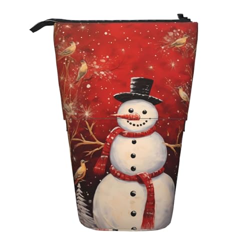Stehendes Federmäppchen mit Schneemann-Baum, Weihnachts-Stifttasche, Teleskop-Federtasche, Pop-Up-Kosmetiktasche, Schreibwaren-Organizer für Schule, Büro, Reisen von Generisch