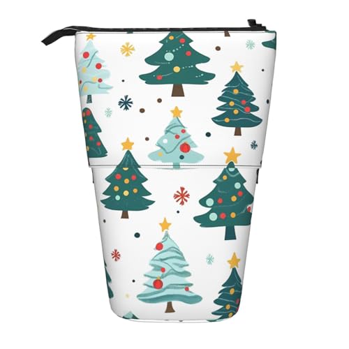 Stehendes Federmäppchen mit Weihnachtsbaum-Stern, buntes Weihnachts-Stiftetui, Teleskop-Federtasche, Pop-Up-Kosmetiktasche, Schreibwaren-Organizer für Schule, Büro, Reisen von Generisch