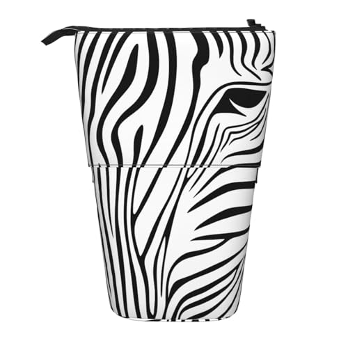 Stehendes Federmäppchen mit abstraktem Zebramuster, Tier-Stifttasche, Teleskop-Bleistifttasche, Pop-Up-Kosmetiktasche, Schreibwaren-Organizer für Schule, Büro, Reisen von Generisch