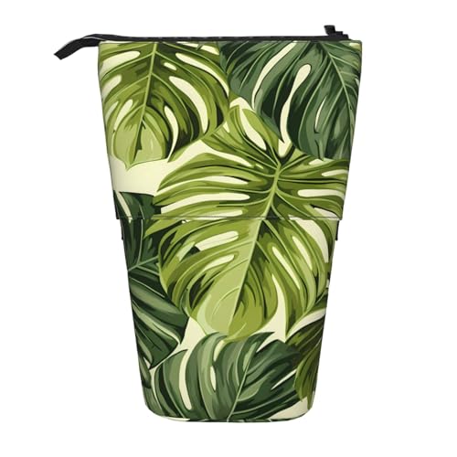 Stehendes Federmäppchen mit tropischen Palmenblättern, Hawaii-Stifttasche, Teleskop-Federtasche, Pop-Up-Kosmetiktasche, Schreibwaren-Organizer für Schule, Büro, Reisen von Generisch