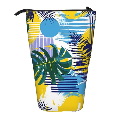 Stehendes Federmäppchen mit tropischen abstrakten Blättern, abstraktes Jnugle-Stiftetui, Teleskop-Bleistifttasche, Pop-Up-Kosmetiktasche, Schreibwaren-Organizer für Schule, Büro, Reisen von Generisch