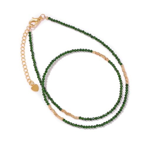 Stein Anhänger, 2Mm Handgewebte Karabinerverschluss Mode Natürliche Edelstein Kristall Stein Perlenkette, Energieschmuck Für Männer Frauen Smaragd von Generisch