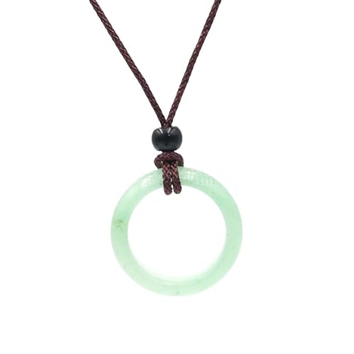 Stein Anhänger, Handgewebte Verstellbare Wachsseil-Mode-Ring Mit Natürlichem Edelstein, Kristall, Runder Ring, Anhänger-Halskette, Energieschmuck Für Männer Und Frauen, Grüner Aventurin von Generisch