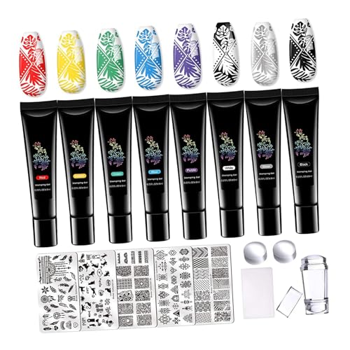 Stempel Nagellack Farbige Nägel, Stamping Plates Set Stamping Gel, FarbgelNägel Farben Set von Generisch