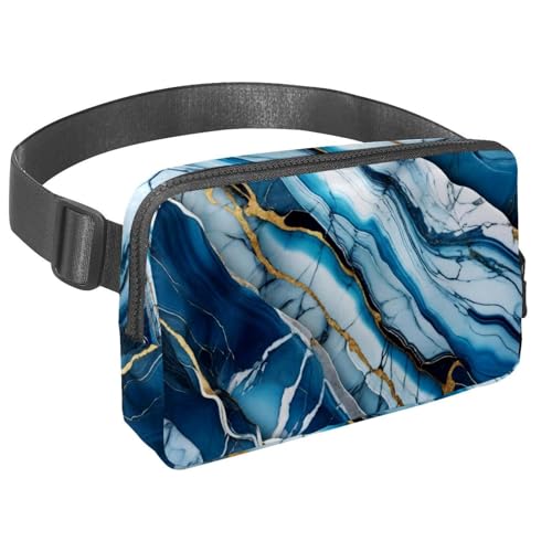 Step Up Your Outdoor Game, Bauchtasche mit verstellbarem Riemen für Männer und Frauen unterwegs, blaue Marmorstruktur, Mehrfarbig Nr. 08, 1.5x9.0x5.9in/4x23x15cm von Generisch