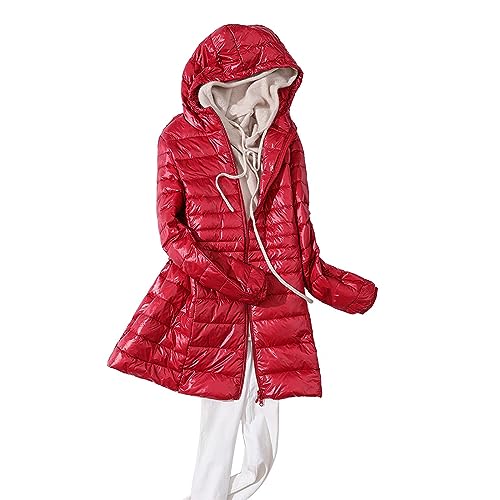 Steppjacke Damen Leicht, Daunenjacke Damen Leichte Lang Übergangsjacke Zipper Weiße Entendaunen Daunenmantel Wasserbeständige Winddichte Packbare Puffer Jacke Outdoorjacke Steppmantel Winterjacke von Generisch