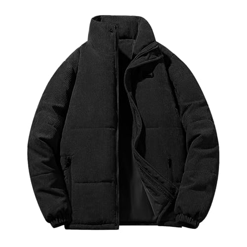 Steppjacke Herren Leicht, Cordjacke Mit Reißverschluss Und Taschen Winterjacke Verdickt Gefüttert Übergangsjacke Große Größen Stehkragen Arbeitsjacke Vielseitiger Bequeme Outdoorjacke von Generisch