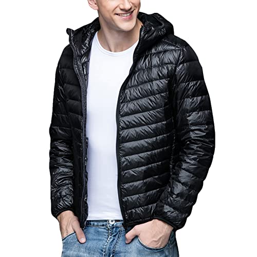 Steppjacke Herren Leicht Winter Mit Kapuze Daunenjacke Schwarz Glänzend Puffer Jacke 3Xl Übergangsjacke Wasserdicht Herrenjacke Lang Atmungsaktiv Warm Winterjacke Fliegerjacke Trapstar Jacke von Generisch