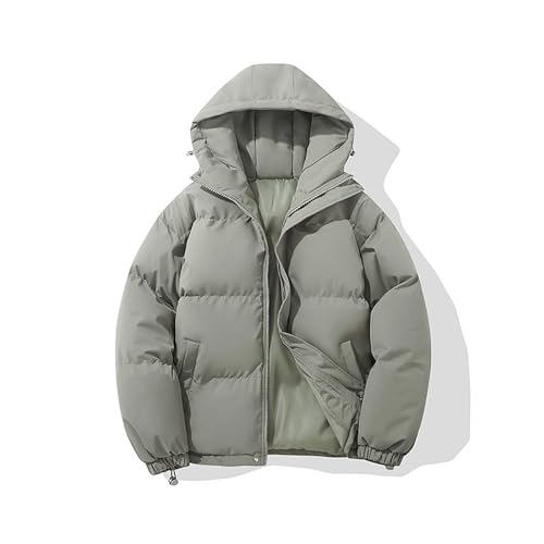 Steppjacke Herren Warm Winterjacke mit Kapuze Warm Gefüttert Jacke Oversize Einfarbig Daunenjacke Mode Verdickte Padded Jacket mit Reißverschluss Outdoor Langarm Mantel (Grey, L) von Generisch