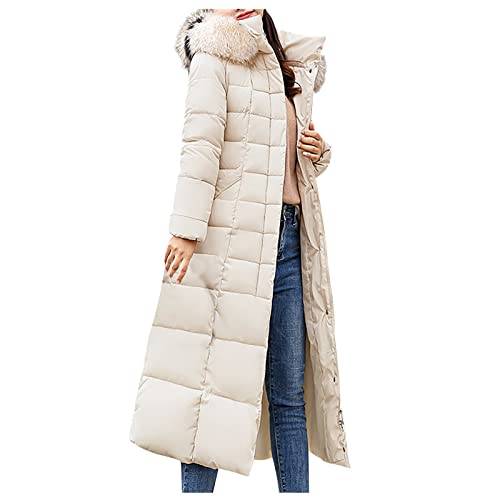 Steppmantel Damen Mit Kapuze Lang Steppjacke Winterjacke Stepp Einfarbig Wintermantel Daunenjacke Winter Warm Daunenmantel Jacke Frauen Mit Knöpfen Zipper Kapuzenjacke Mantel Fellkapuze Jacken von Generisch