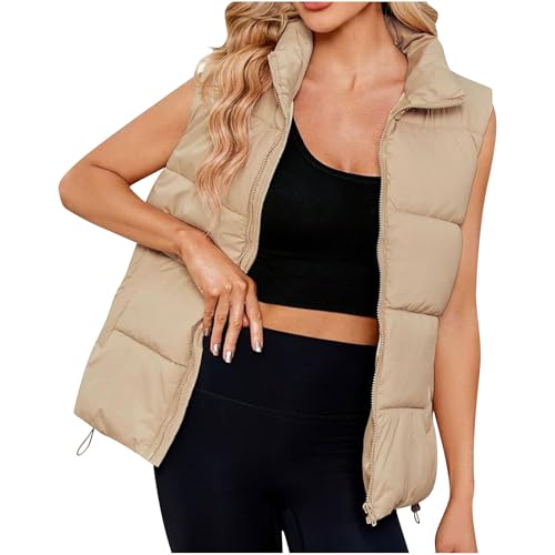 Steppweste Damen Winter Stehkragen Daunenweste Thermal Ärmellos Winterjacke Einfarbig Übergangsjacke Wintermantel Steppjacke Steppmantel Winterweste Freizeit Baumwollmantel Lange Weste Daunenjacke von Generisch
