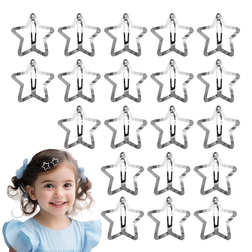Stern-Haarspange, bunte Stern-Haarspangen, 20 x bunte Haarspangen, niedliches Mädchen-Haar-Accessoire, Metallstern-Schnapp-Clips, stilvolle Stern-Haarspangen, lebendiges Haar-Accessoire, rutschfeste von Generisch