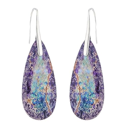 Sternohrringe 1 Paar lange Naturstein-Ohrringe, baumelnd, Schmuck für Damen ene Ohrstecker (Purple, One Size) von Generisch
