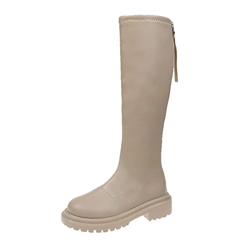 Stiefel Damen Gummistiefel Gefüttert Round Pure Thick Boots Toe Color Damenstiefel (Beige, 39) Gelbe Da Breite Füße Hoch Wasserdicht Rot Halbhoch Bunt Gummi Gelb Hohe Größe 39 37 Mädchen Neopren von Generisch