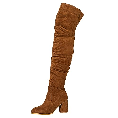 Stiefel Damen High Heels Overknees Overknee Blockabsatz Schuhe Pumps Elegante Mit Absatz Lederstiefel Plateau Knee Boots Stiletto Stöckelschuhe Hohe Spring Glitzer Fetisch Goth Sommer Highheels Sexy von Generisch
