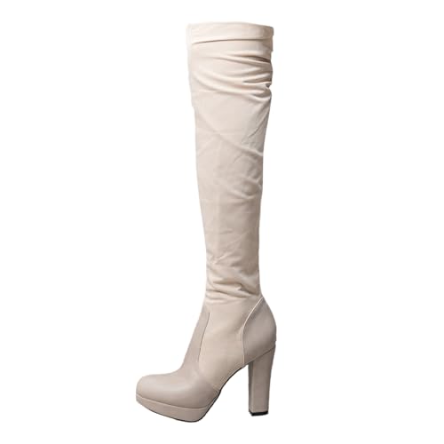 Stiefel Damen High Heels Overknees Plateau Goth Schuhe Pumps Elegante Blockabsatz Platform Boots Fetisch Mit Absatz Glitzer Highheels Stöckelschuhe Overknee Spring Hohe Sexy Springerstiefel Stiletto von Generisch
