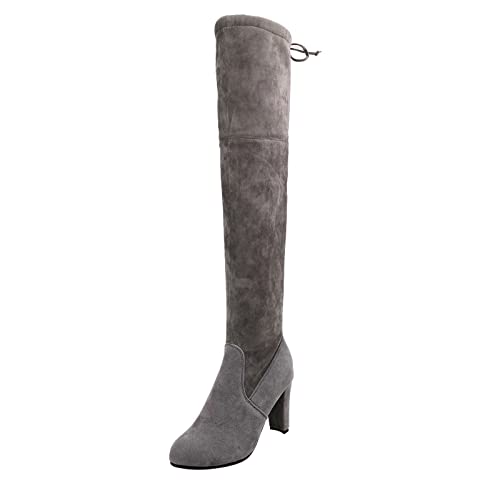 Stiefel Damen Mit Absatz Sexy Stöckelschuhe Glitzer Schuhe Elegante Pumps Blockabsatz Overknee High Heels Knee Boots Spring Trachtenschuhe Sommer Hohe Plateau Lederstiefel Goth Overknees von Generisch