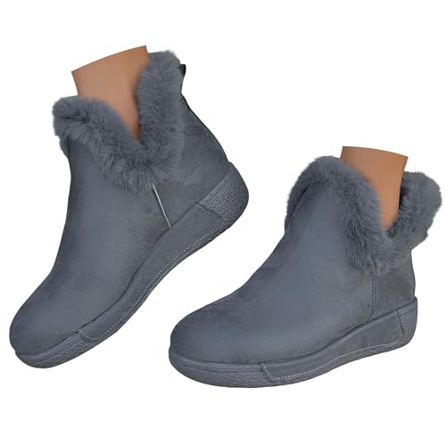 Stiefel Damen Mode Trekkingschuhe Barfussschuhe Damen Bequem Kurz Fleece Gefüttert Winterstiefel Freizeit Breite Fuße Schneestiefel Winter Dicke Rutschfest Kurzstiefel von Generisch