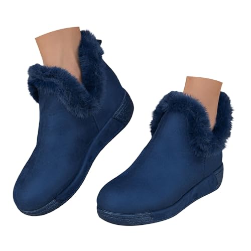 Stiefel Damen Mode Trekkingschuhe Barfussschuhe Damen Bequem Kurz Fleece Gefüttert Winterstiefel Freizeit Breite Fuße Schneestiefel Winter Dicke Rutschfest Kurzstiefel von Generisch