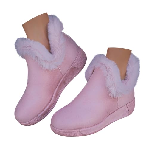 Stiefel Damen Mode Trekkingschuhe Barfussschuhe Damen Bequem Kurz Fleece Gefüttert Winterstiefel Freizeit Breite Fuße Schneestiefel Winter Dicke Rutschfest Kurzstiefel von Generisch