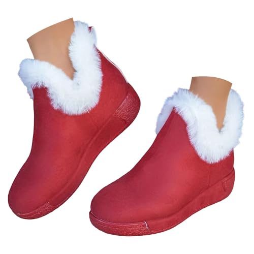 Stiefel Damen Mode Trekkingschuhe Barfussschuhe Damen Bequem Kurz Fleece Gefüttert Winterstiefel Freizeit Breite Fuße Schneestiefel Winter Dicke Rutschfest Kurzstiefel von Generisch