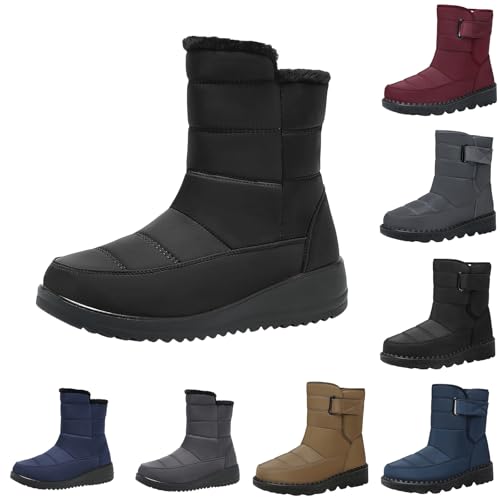 Stiefel Damen Winterstiefel Damen Gefüttert Wasserdicht Warm Gefütterte Schneestiefel Winterschuhe Mode Fleece Stiefeletten Winter Kurzschaft Womens Boots von Generisch