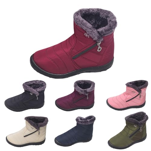Stiefel Damen Winterstiefel Damen Winter Fleece Gefüttert Dicke Schneestiefel Ankle Boots Stiefeletten Bequem Wasserdicht rutschfest Breite Damenstiefel von Generisch