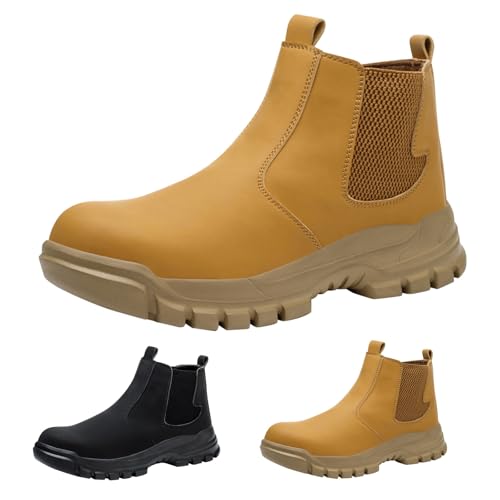 Stiefel Herren Wasserdicht Leder Pu, Winter Boots Herren Elegant Arbeitsschuhe Outdoor Sicherheitsschuhe Breite Füße Trekkingschuhe rutschfeste Desert Boot Warm Kampfstiefel Vegan Sicherheitsstiefel von Generisch