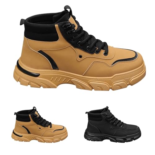 Stiefel Herren Wasserdicht Weit, Herren Stiefel Vintage Herbstschuhe rutschfeste Arbeitsschuhe Kurzschaft Stiefeletten Plateau Wanderschuhe Running Trekkingschuhe Taktische Winterschuhe Winterstiefel von Generisch