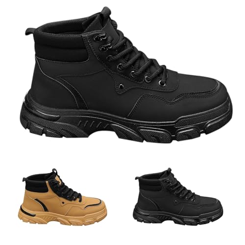 Stiefel Herren Wasserdicht Weit, Herren Stiefel Vintage Herbstschuhe rutschfeste Arbeitsschuhe Kurzschaft Stiefeletten Plateau Wanderschuhe Running Trekkingschuhe Taktische Winterschuhe Winterstiefel von Generisch