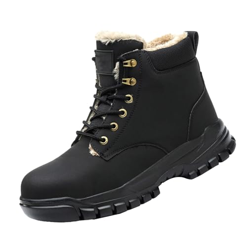 Stiefel Herren Wasserdicht Weit, Tactical Boots Herren Wasserdicht Sicherheitsstiefel Gefüttert Bootsschuhe rutschfeste Freizeitschuhe Warm Arbeitsschuhe Western Sicherheitsschuhe Casual Desert Boot von Generisch