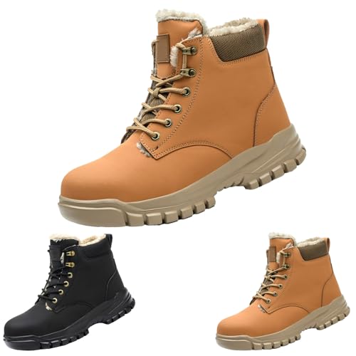 Stiefel Herren Wasserdicht Weit, Tactical Boots Herren Wasserdicht Sicherheitsstiefel Gefüttert Bootsschuhe rutschfeste Freizeitschuhe Warm Arbeitsschuhe Western Sicherheitsschuhe Casual Desert Boot von Generisch