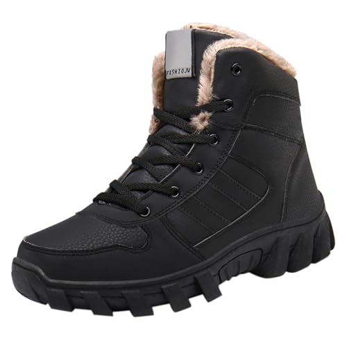 Stiefel Herren Winter Schneestiefel Wasserdicht Winterboots Dickes Fleece Winterschuhe High Top Winterstiefel Warme Wanderstiefel Rutschfest Schnürstiefel Gemütlich Wollstiefel zum Wandern von Generisch