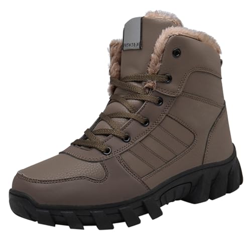 Stiefel Herren Winter Schneestiefel Wasserdicht Winterboots Dickes Fleece Winterschuhe High Top Winterstiefel Warme Wanderstiefel Rutschfest Schnürstiefel Gemütlich Wollstiefel zum Wandern von Generisch